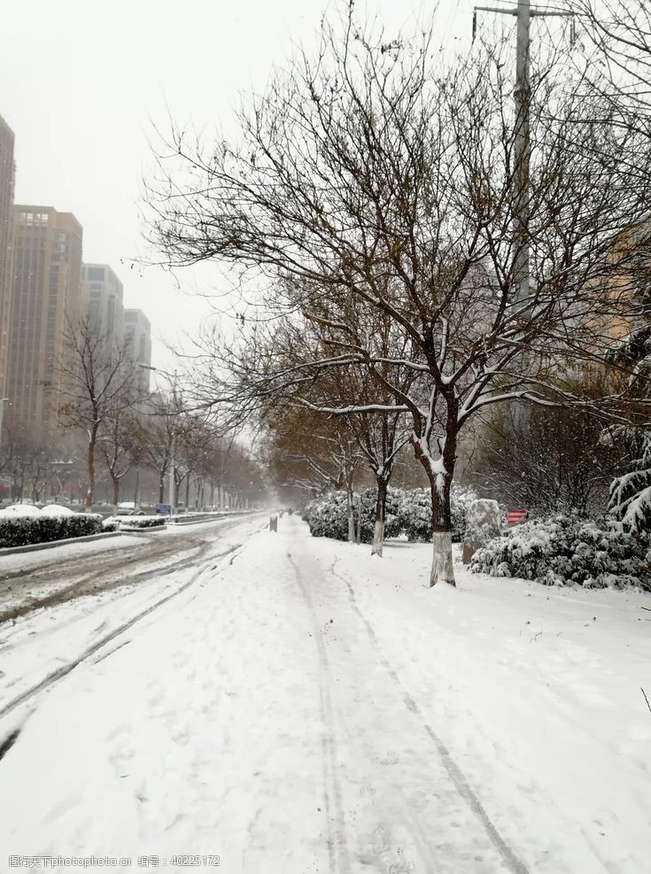 寒冷的城市雪景图片