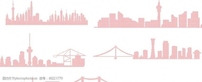 形状点状城市剪影图片