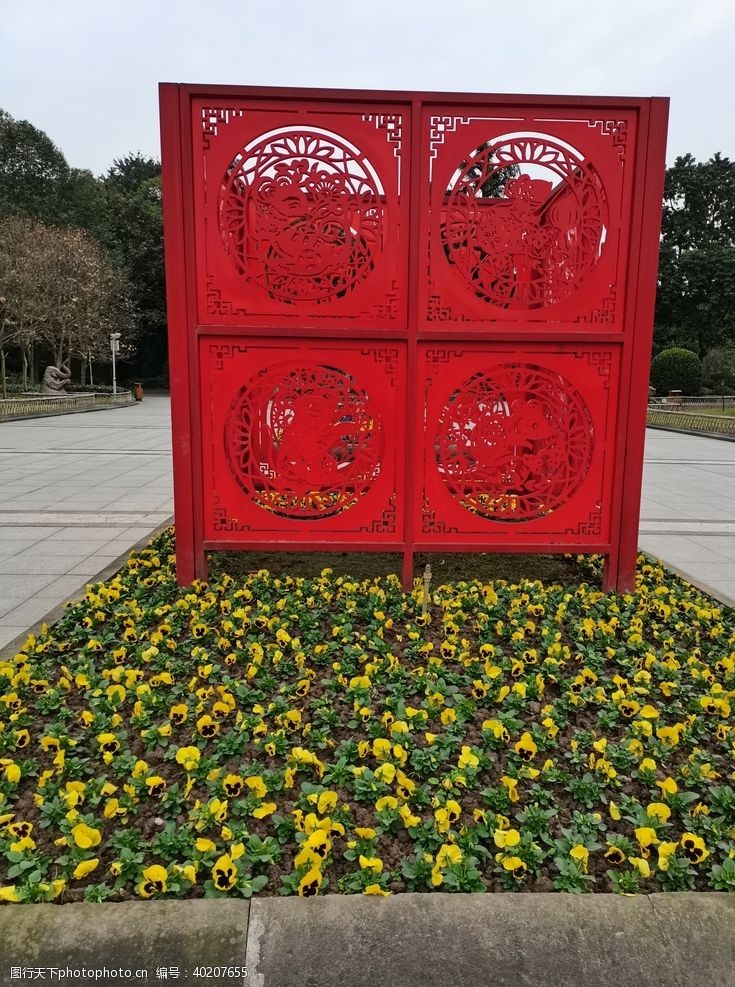 三色堇花卉动物园内景图片
