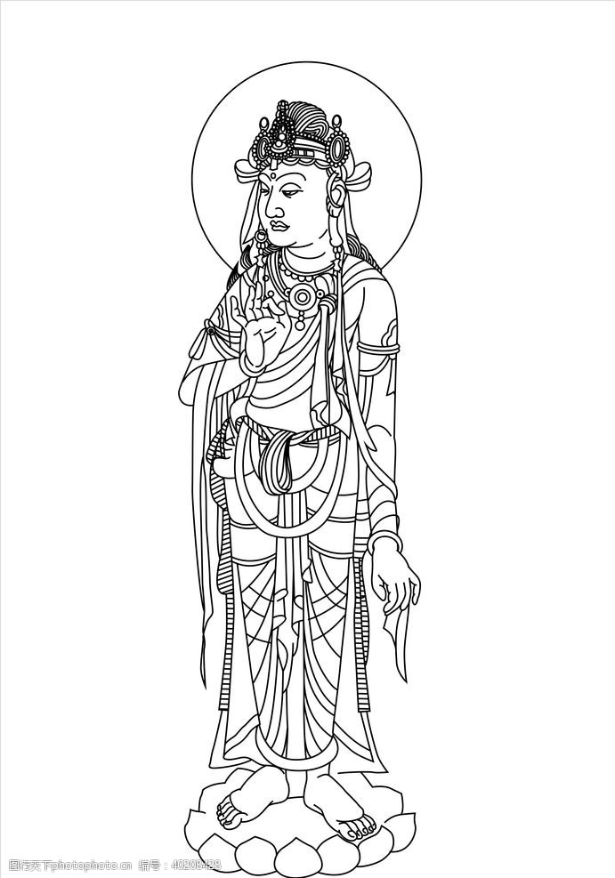 佛教文化敦煌壁画造像线描图片