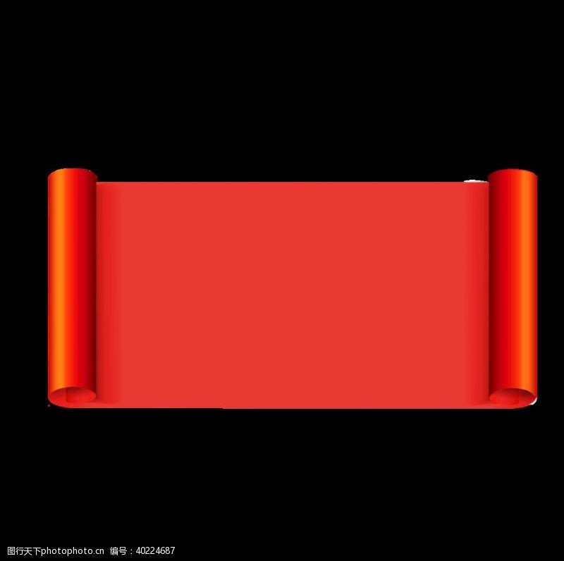 中国风边框红卷筒卷轴元素图片