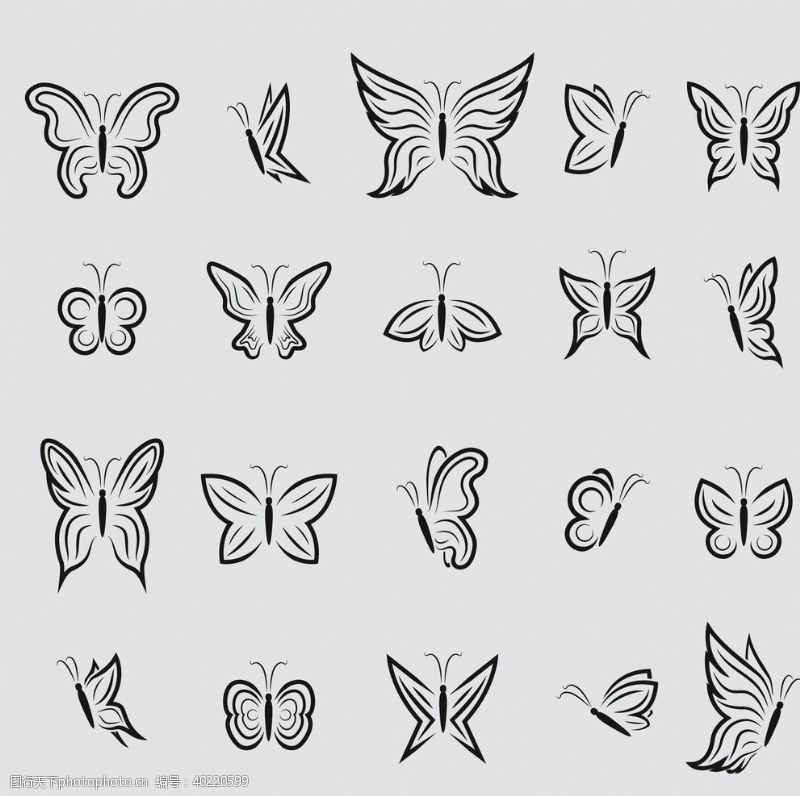 手绘元素蝴蝶昆虫动物图片
