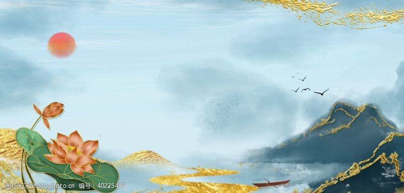 中国风幕布鎏金图片