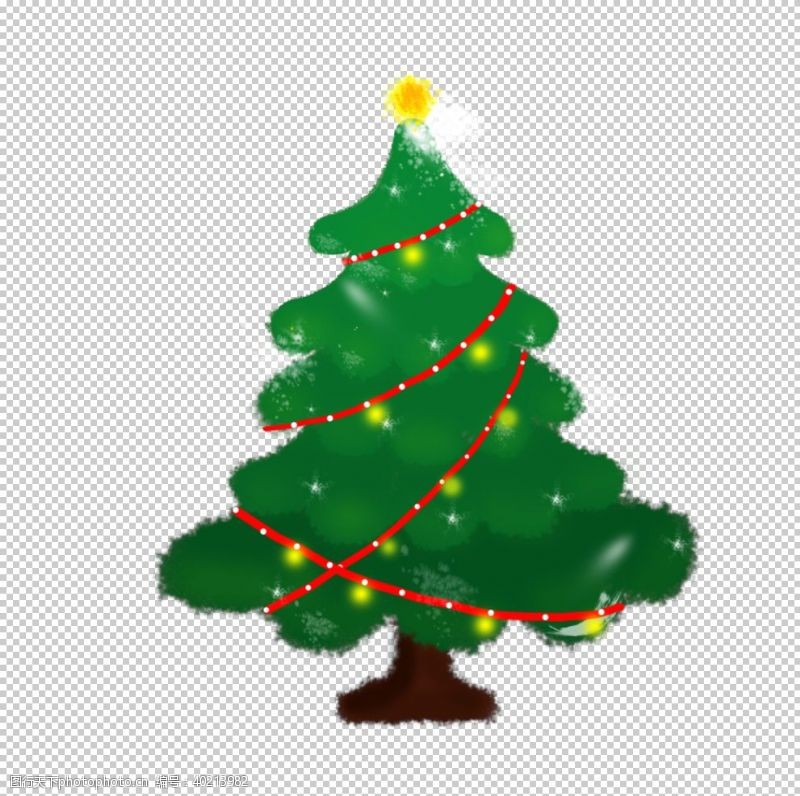 手绘圣诞花环圣诞树素材图片