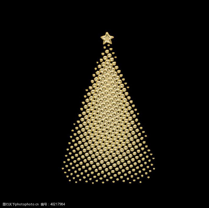 金色圣诞圣诞树透明素材图片