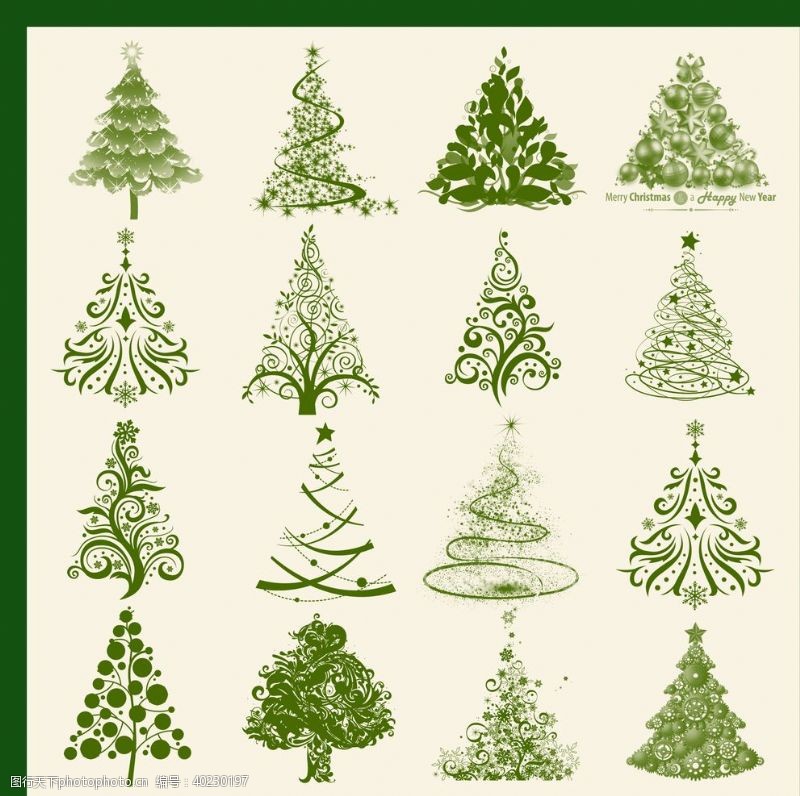 创意树木设计手绘圣诞树图片