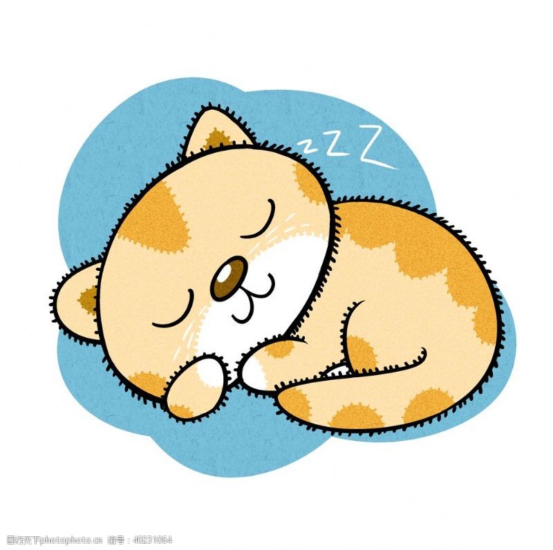 卡通线条睡觉的小猫图片