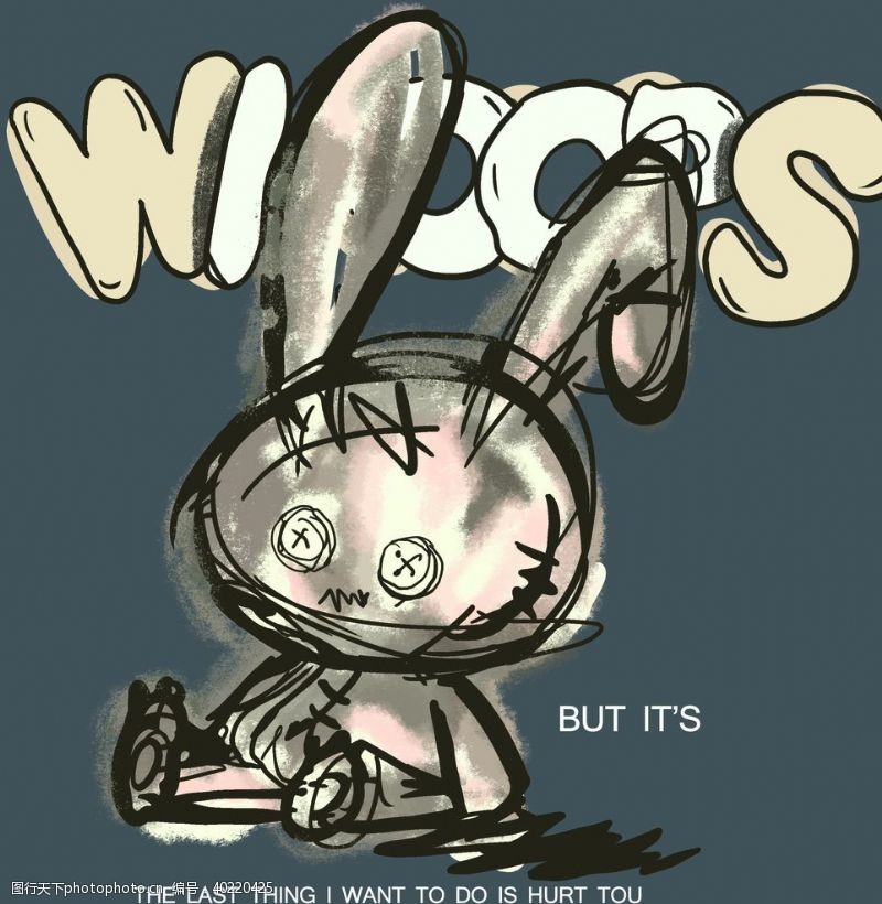 兔子T恤裁片图片