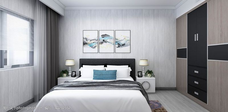 新中式家装图卧室效果图图片
