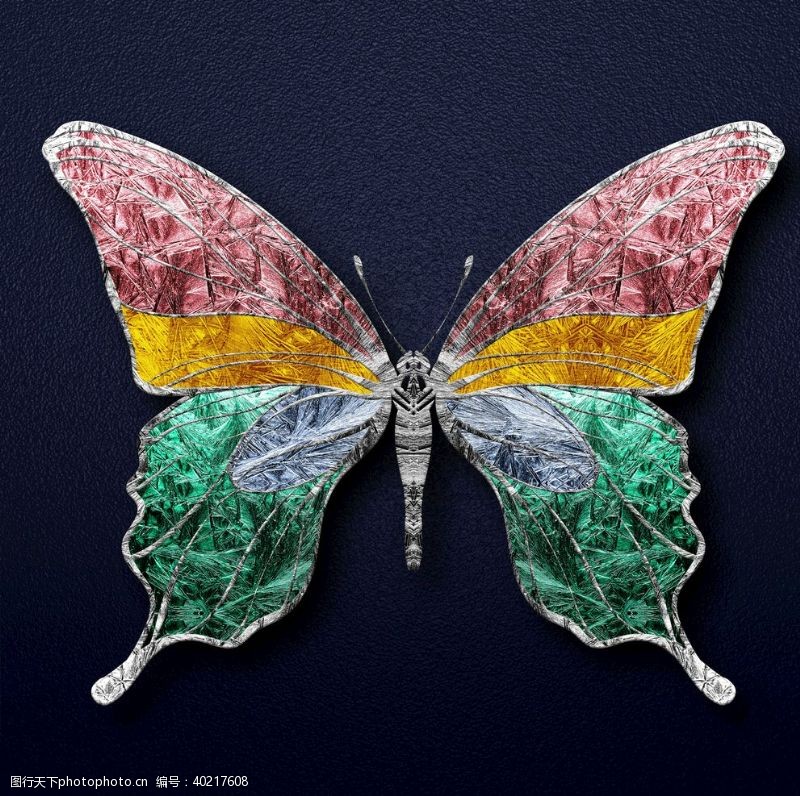 蝴蝶图片现代简约抽象蝴蝶金箔晶瓷画图片