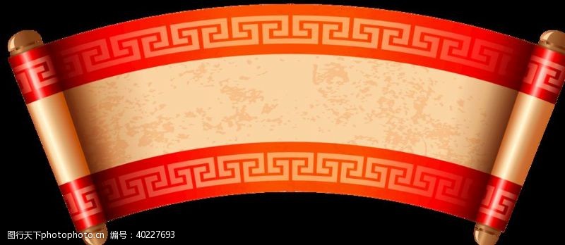 羊皮卷中国风中式古典复古标题栏卷轴图片
