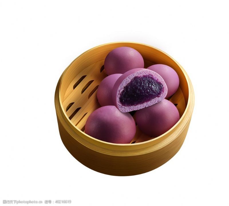 中式早餐紫薯包图片