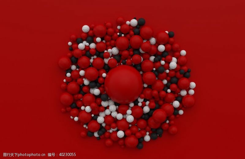 红色模块3D球球结构图片