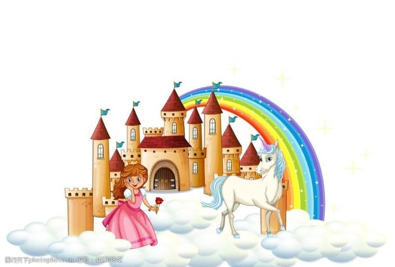 彩虹白雪公主天空城堡图片