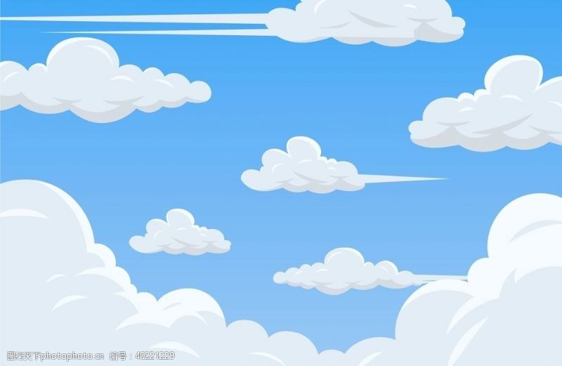 天空插画白云云朵图片