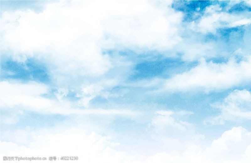 水彩画白云云朵图片