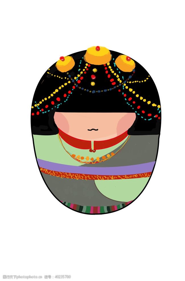 服饰藏族人物插画设计图片