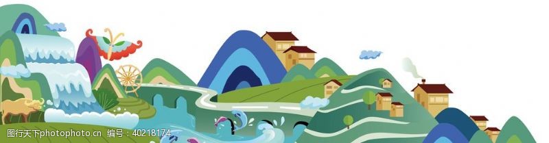 贵州旅游贵州山水插画图片
