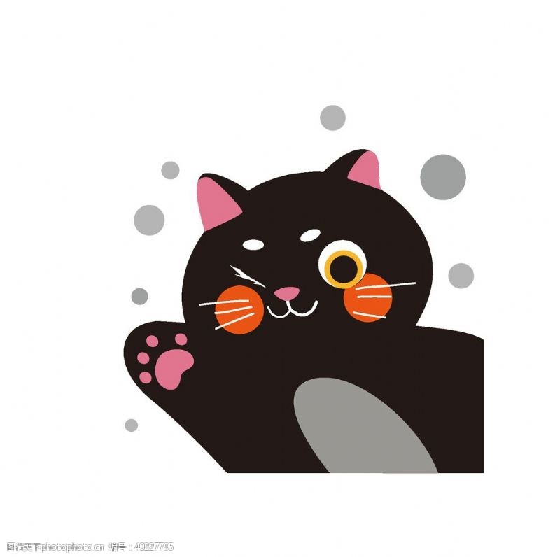 水黑笔黑猫矢量卡通素材图片