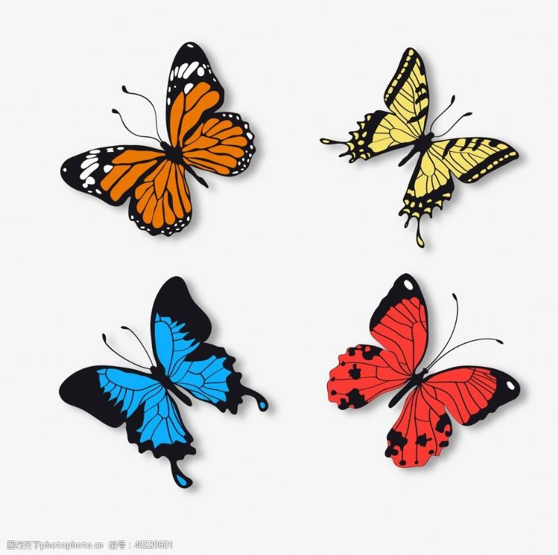 矢量卡通背景蝴蝶昆虫动物图片