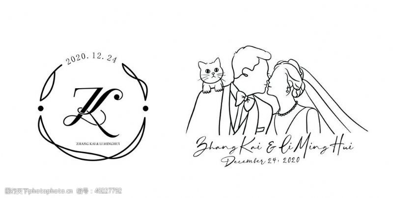 婚礼主题标志婚礼LOGO猫猫ZL图片