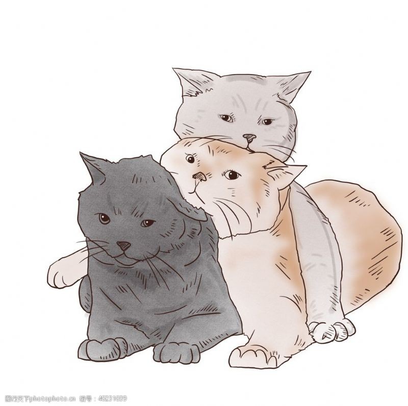 动漫风景卡通手绘可爱猫叠叠乐图片