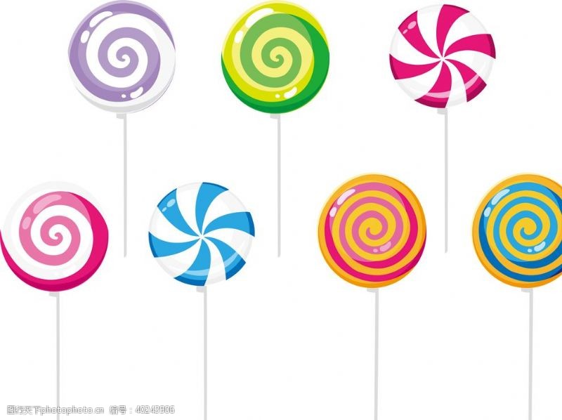彩色糖果可爱彩色棒棒糖糖果矢量元素图片