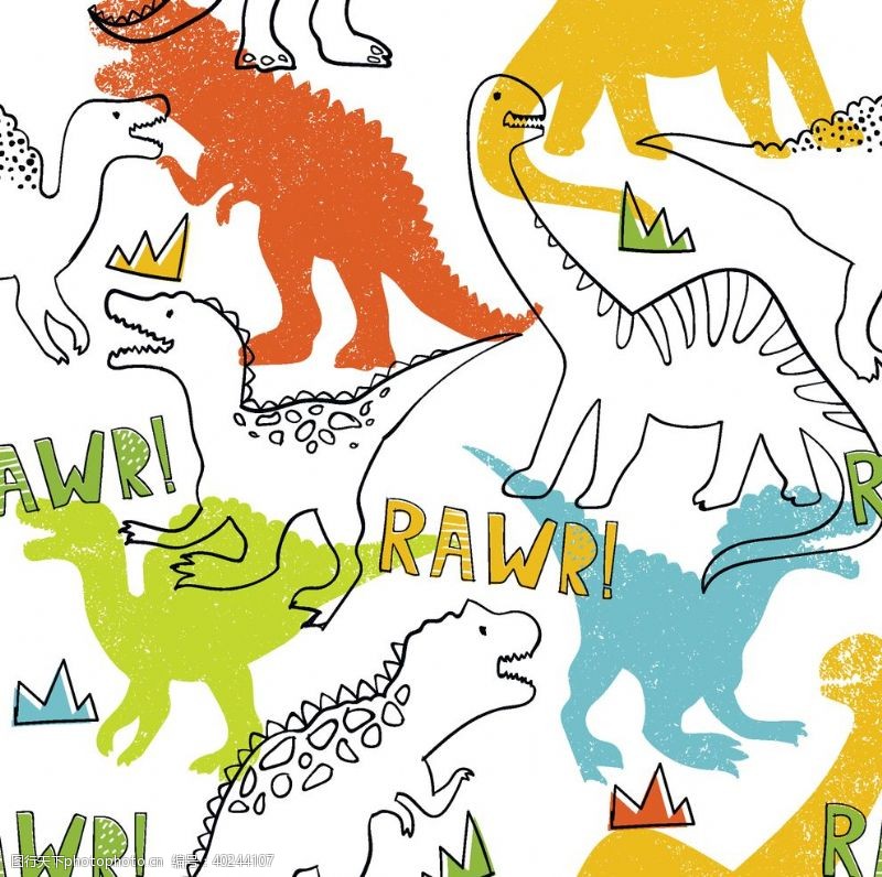 墙壁涂鸦恐龙动物图案游乐园动物园图片