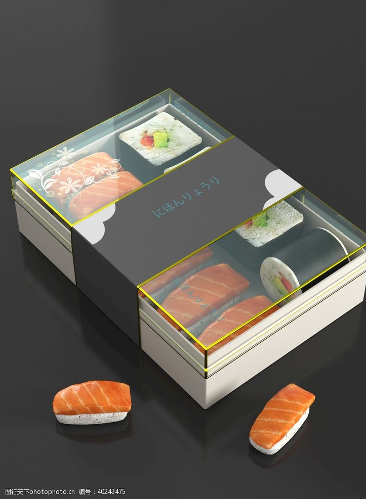 餐饮vi样机日本寿司盒样机图片
