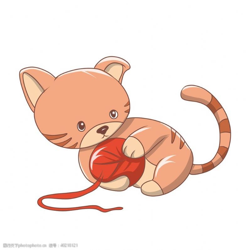 可爱的卡通玩线球的小猫图片