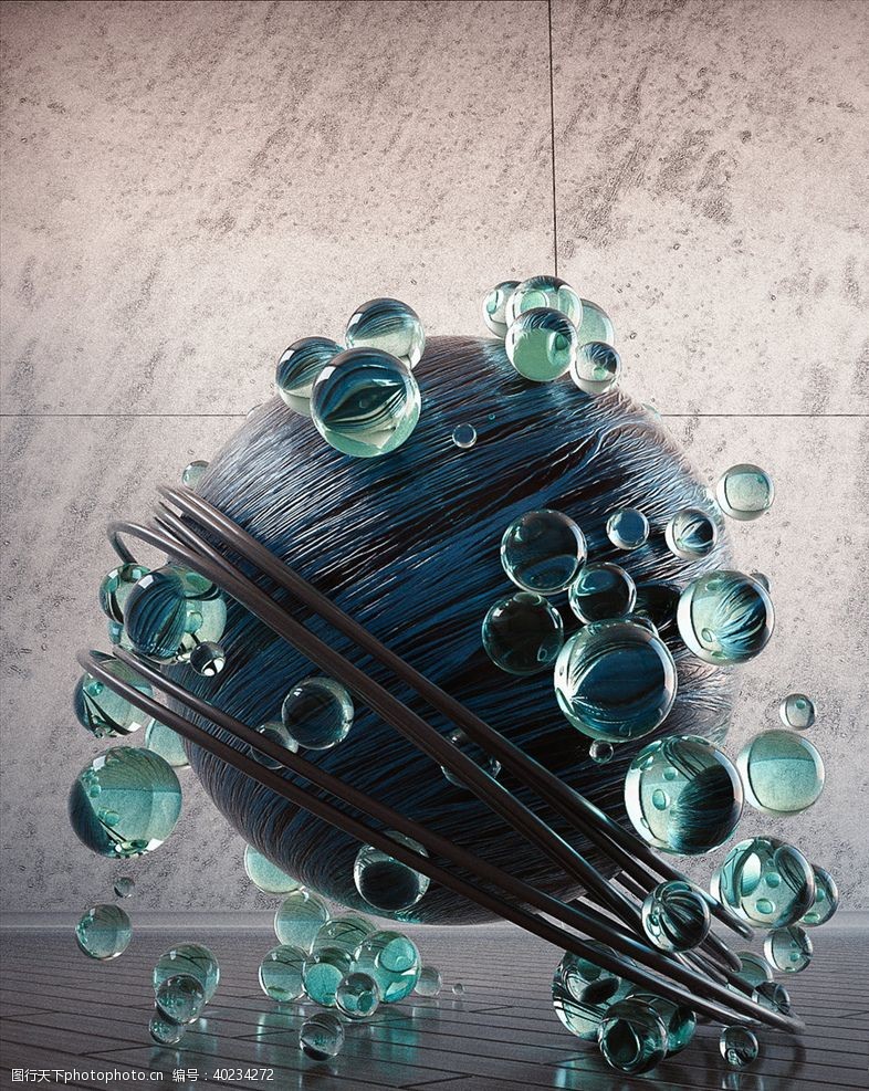 水电C4D模型玻璃珠水珠抽象圆球图片