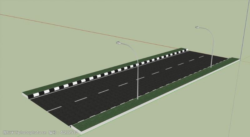 景观规划设计马路SU模型图片