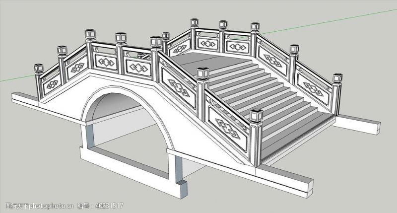吊梁石拱桥SU模型图片