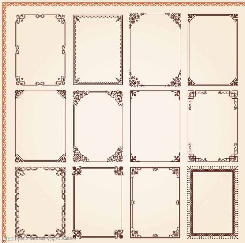 中式古典矢量复古花纹边框图片