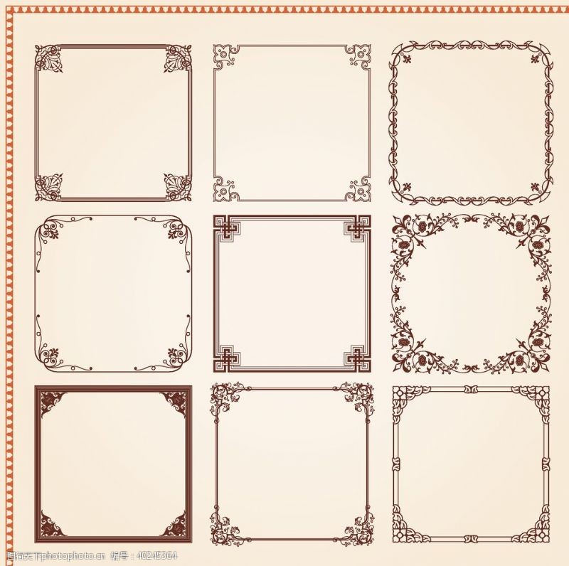 中国传统底纹矢量复古花纹边框图片
