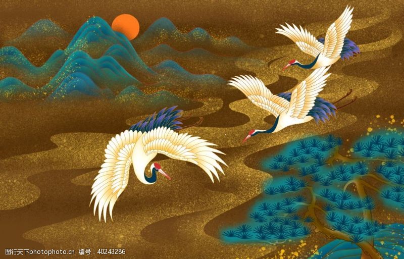 中国风墨迹天鹅图片