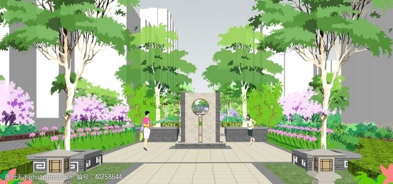 花草树木小区景观园林设计效果图图片