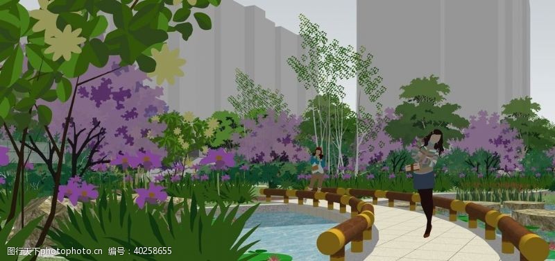 花园中小区景观园林设计效果图图片