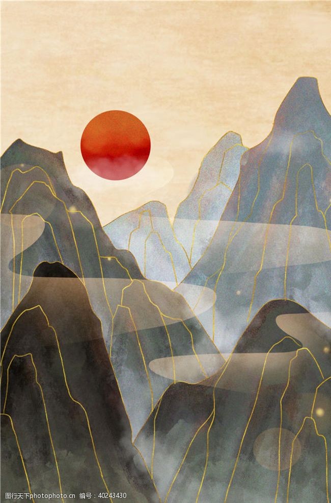 水墨中式中国风山水图片