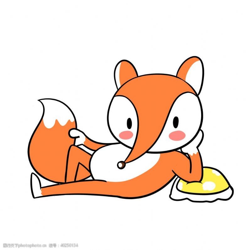 素描半躺着的小狐狸图片