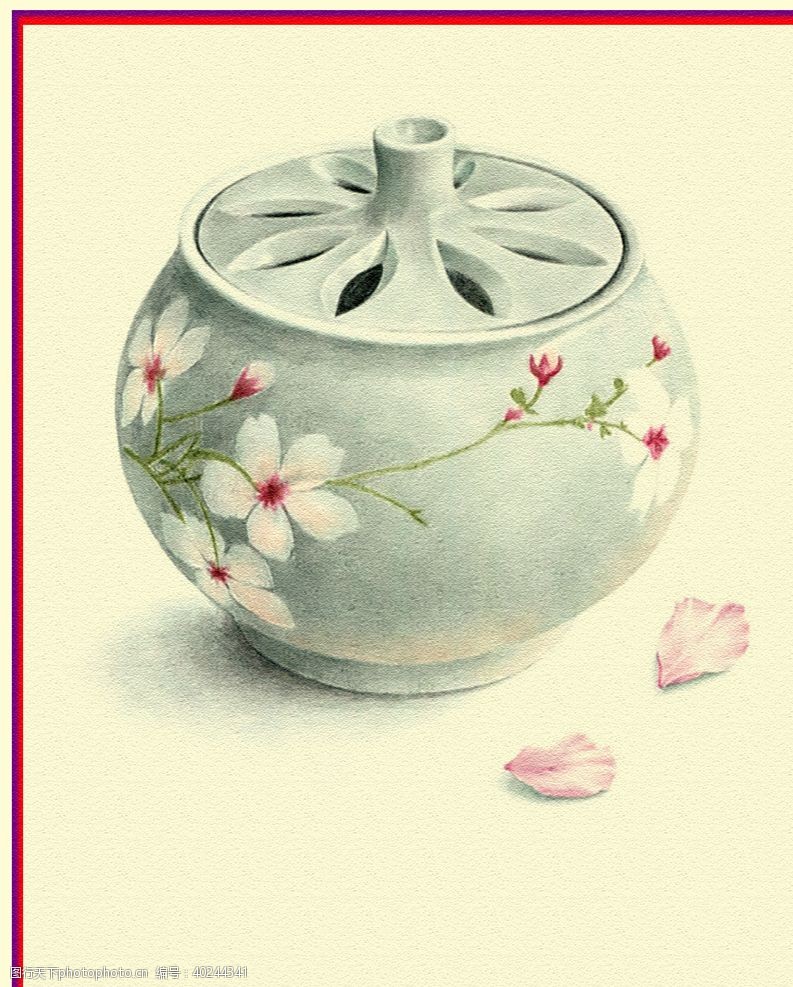 手绘花朵茶壶图片