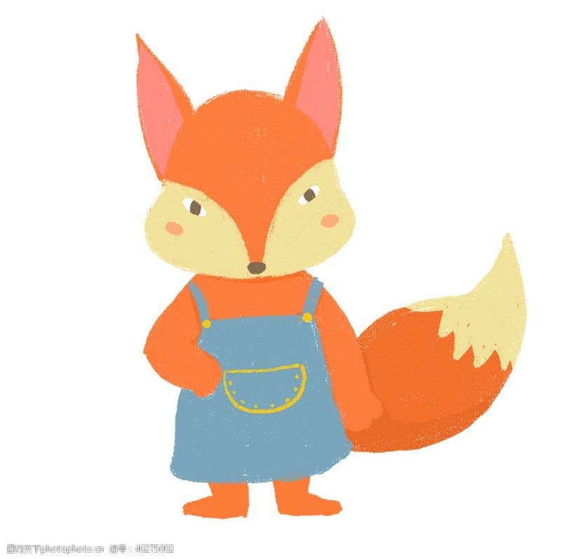 手绘动物穿着围裙的小狐狸图片