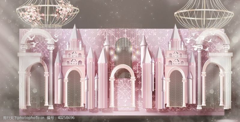 环境设计粉色城堡婚礼图片
