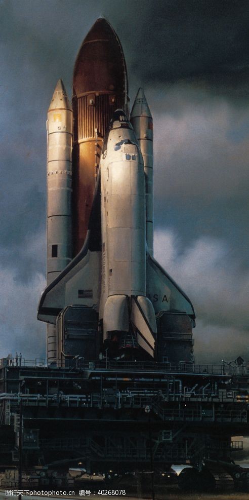 唯美星空航天器载人火箭图片