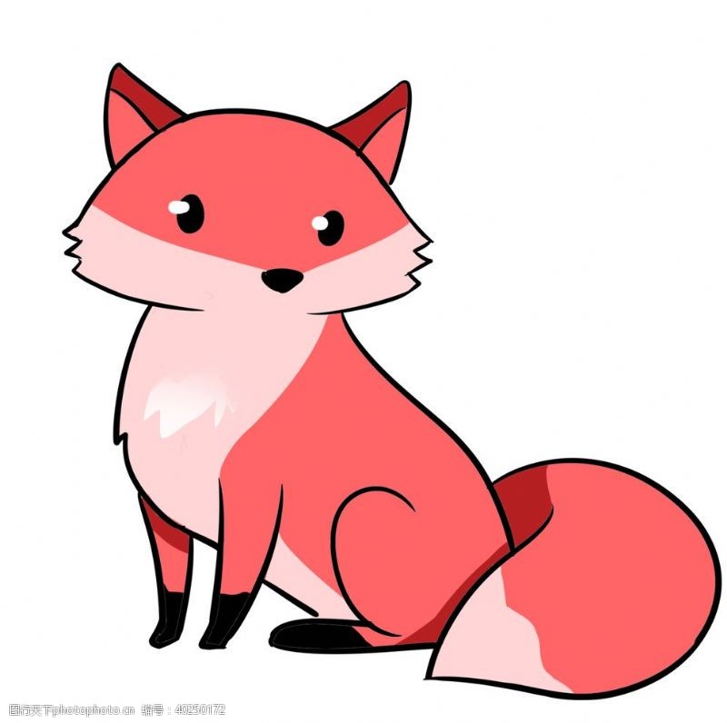动物素描红色小狐狸矢量图图片