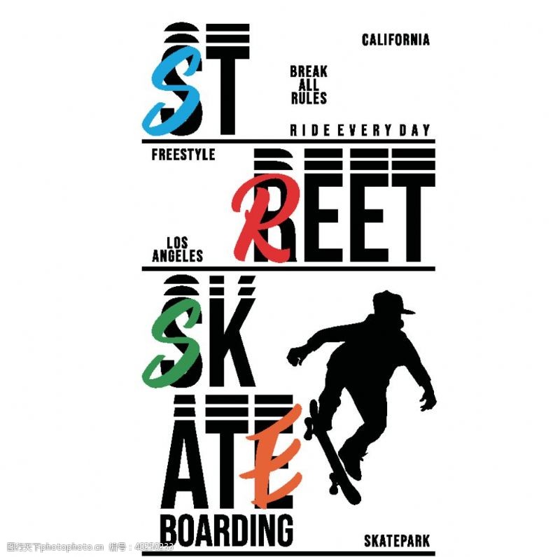 创意字母滑板体育运动SKATE字图片