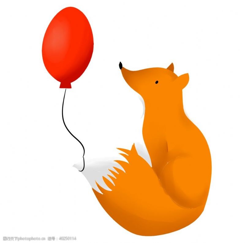 线稿狐狸和气球图片