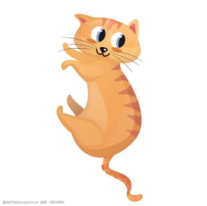 可爱的卡通橘黄色的小猫图片