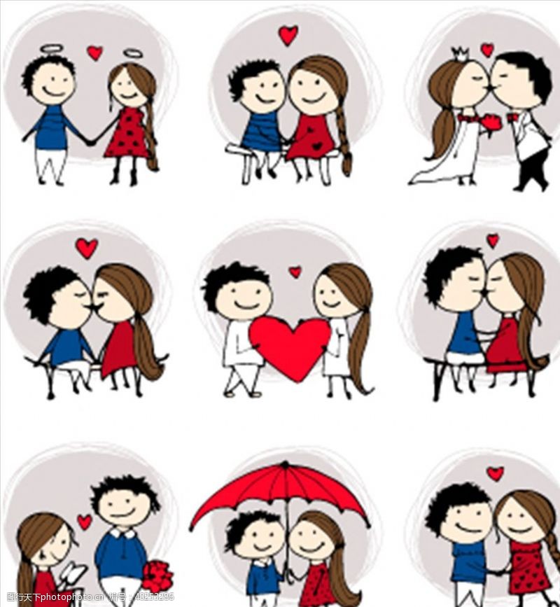 气球红色卡通情侣图片