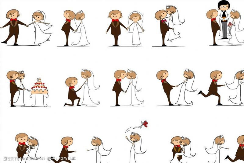 结婚喜宴卡通新郎新娘图片